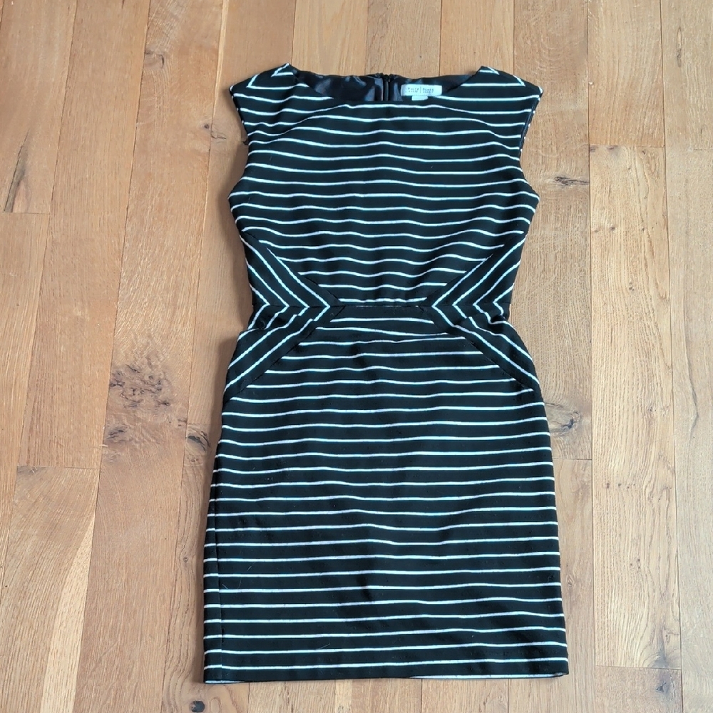 White House Black Market Black and White Striped Mini Dress